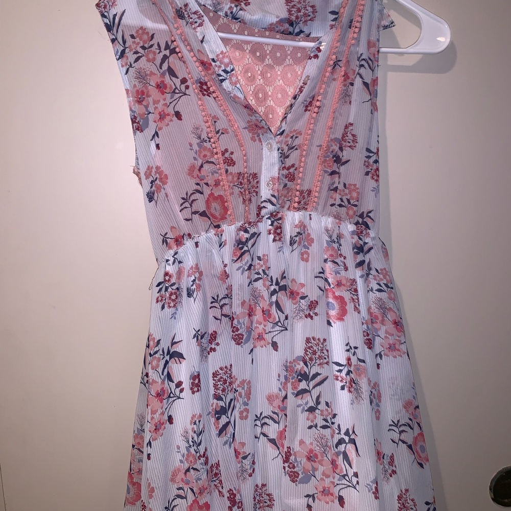 Button flower print Dress